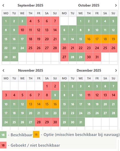 kalender beschikbaar locatie retraite reserveren